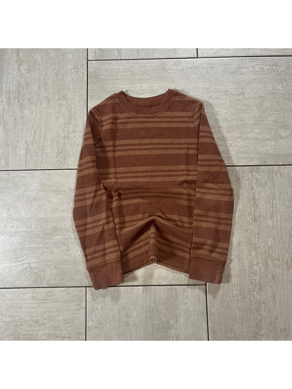 Jumping Beans Boys Slim Long Sleeve Shirt Brown Striped Size Seven
